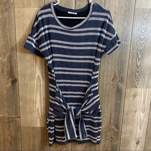 LUSH Striped Knit Tie Front Dress Size Medium - Picture 1 of 4